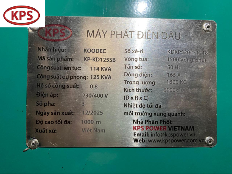 BÀN GIAO MÁY PHÁT ĐIỆN KOODEC 125KVA CHO CÔNG TY THÀNH HẢI XÃ PHÚC THỌ, HÀ NỘI