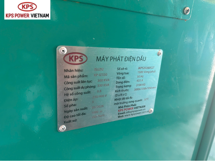 Bàn giao máy phát điện KP-IZ330 cho khách hàng ở xã Đại Đồng, tỉnh Phú Thọ