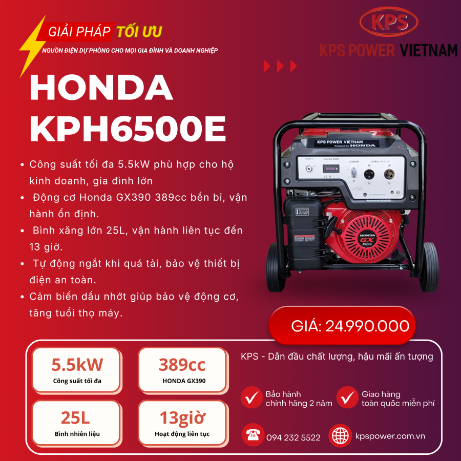 Máy phát điện Honda KPH6500E 5.5kW