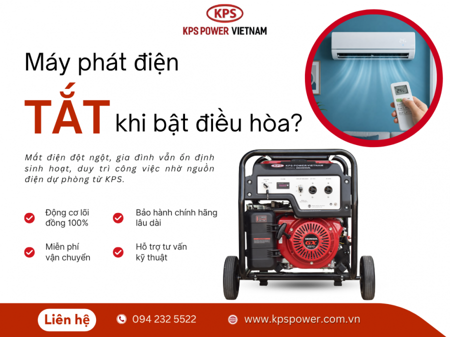 Vì sao máy phát điện bị tắt khi bật điều hòa?