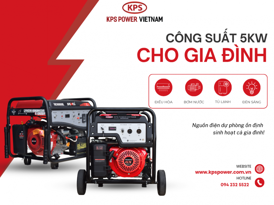 Máy phát điện 5kW sử dụng được những thiết bị gì? So sánh Honda KPH6500E và Senci SC6000E