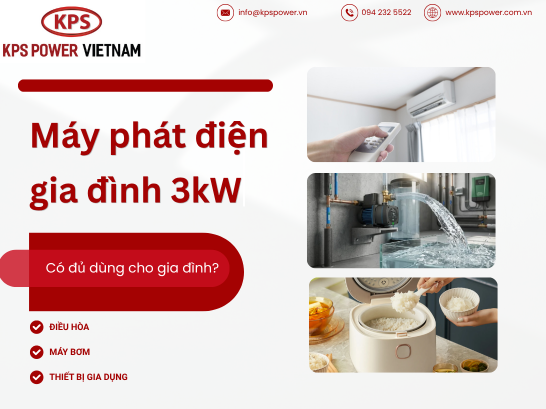 Máy phát điện gia đình 3kW có đủ dùng không?